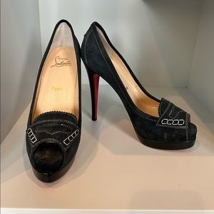 Christian Louboutin Peep Toe Suede Heels